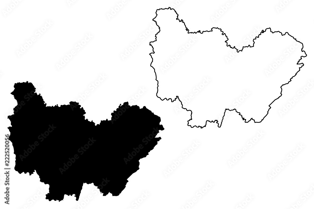 Bourgogne-Franche-Comte (France, administrative region, BFC) map vector illustration, scribble sketch Bourgogne-Franche-Comte map