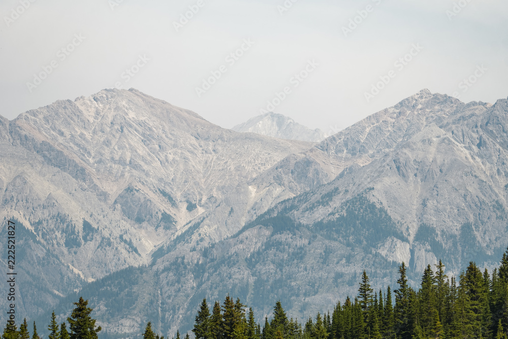 Closeup of a mountain in Banff National Park