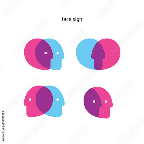 logo in modern style, the head of a man, the intersection