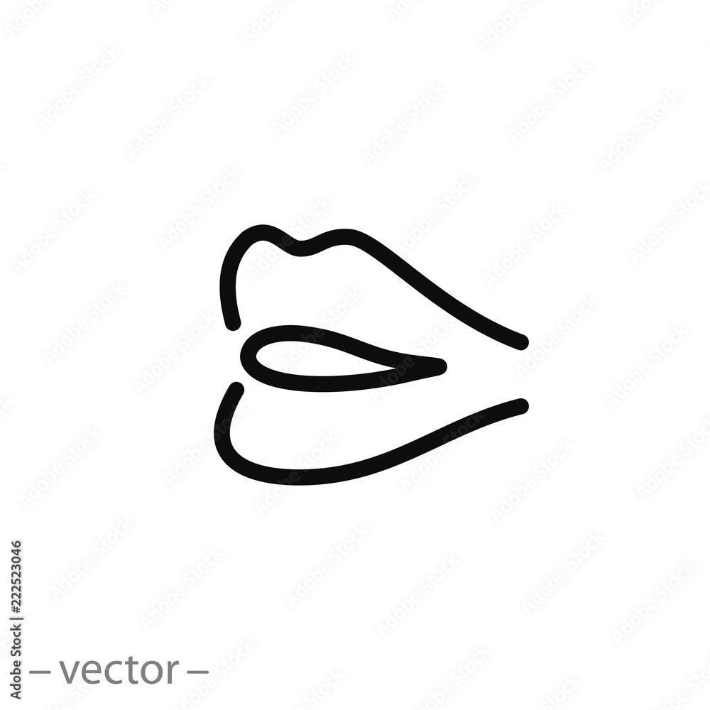 lips icon, linear sign isolated on white background - editable vector illustration eps10 lips icon, linear sign isolated on white background - editable vector illustration eps10