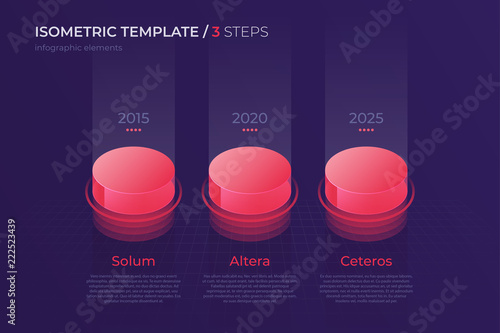 Vector design with isometric elements, template for creating inf photo