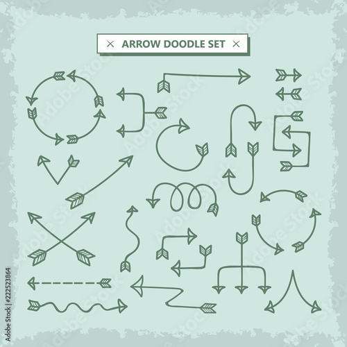 Hand drawn doodle vector arrows set