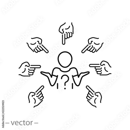 victim with shame icon, victim of a bullying linear sign isolated on white background - editable vector illustration eps10