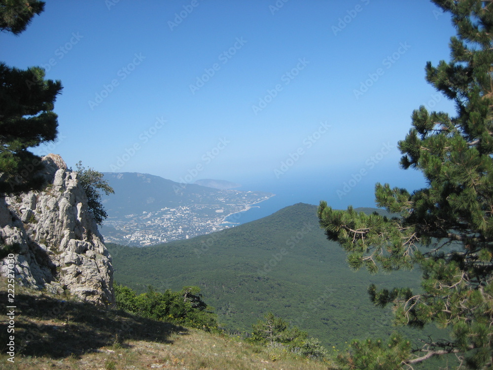 mountain landscape with trees and blue sky mountain landscape with trees and blue sky
