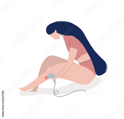 hand drawn vector flat illustration - depilation procedure