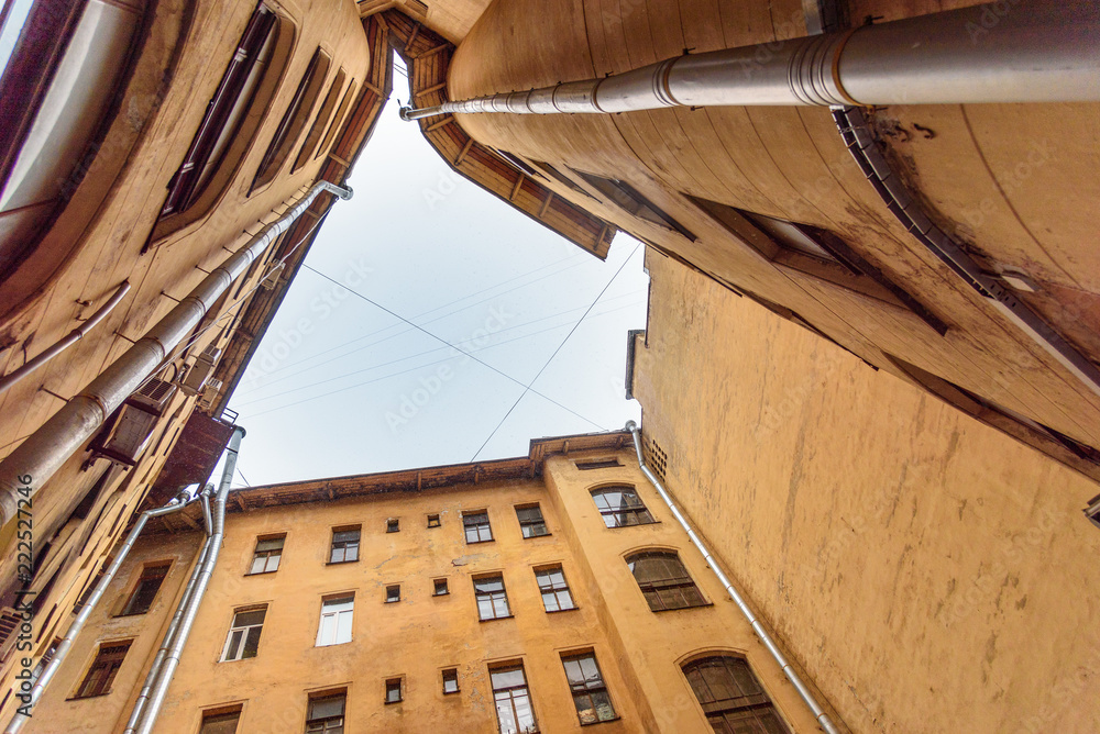 Fototapeta premium Courtyard-well. The bottom view upwards. Saint Petersburg, Russia