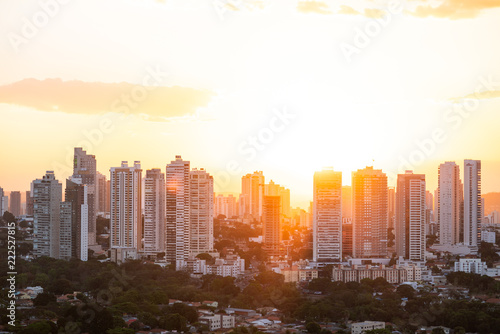 Goiânia skyline at sunset