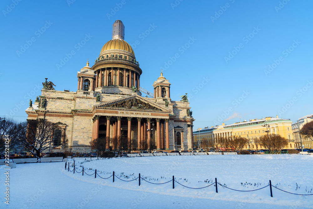 Saint Isaac's Cathedral in winter. Saint Petersburg. Russia