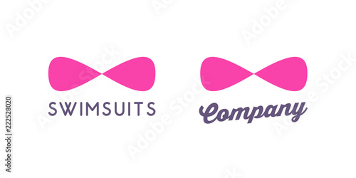 Logo for Swimsuit Shop. Bra in form of Infinity. Vector illustration isolated on white background.