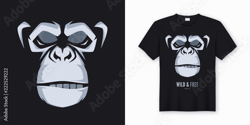 Vector t-shirt and apparel design, print, poster with styled fac