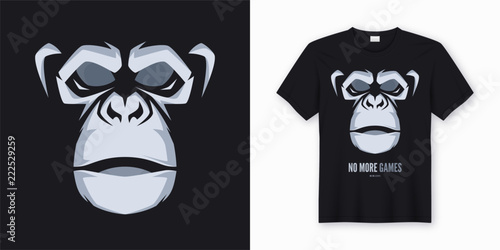 Vector t-shirt and apparel design, print, poster with styled fac