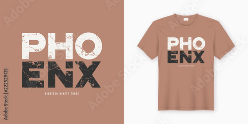Phoenix stylish t-shirt and apparel design. Vector print, typogr