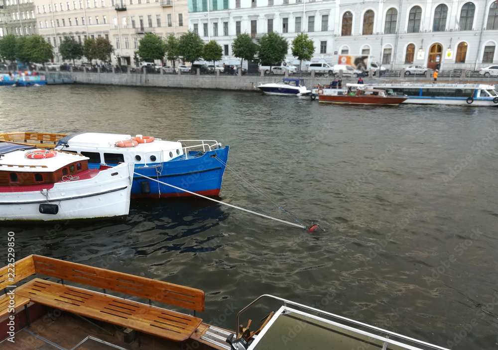 small boats on the River near embankment