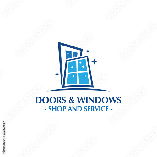 Doors and windows logo. Doors shop and service. Windows shop and service. Vector and illustration.
