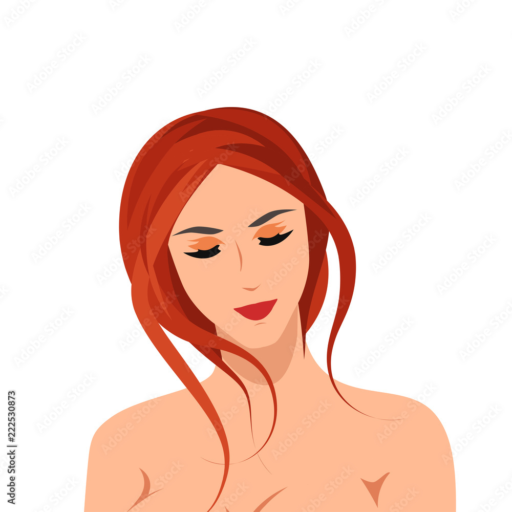 Beautiful relaxed nude girl isolated on white. Vector illustration Beautiful relaxed nude girl isolated on white. Vector illustration