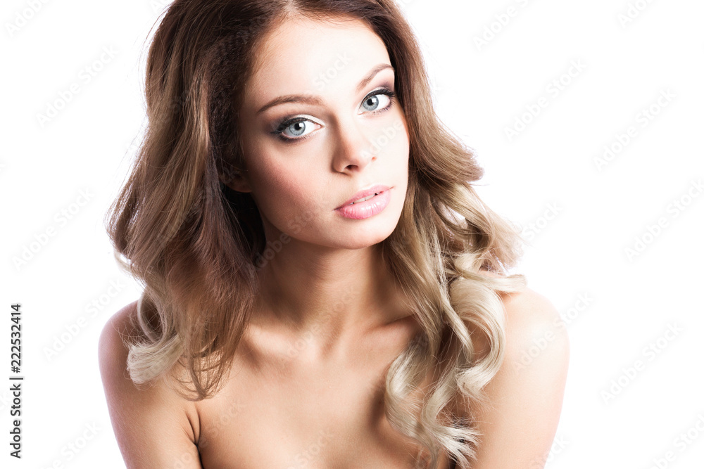 Woman with expressive face in the white background. Woman with expressive face in the white background.