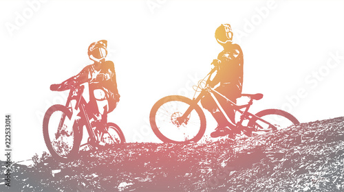 Downhill mountain biking background. Vector Illustration. 