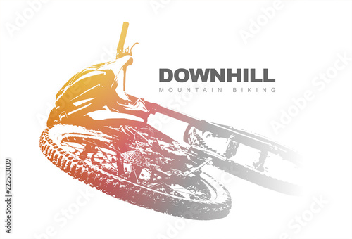 Downhill mountain biking background. Vector Illustration. 