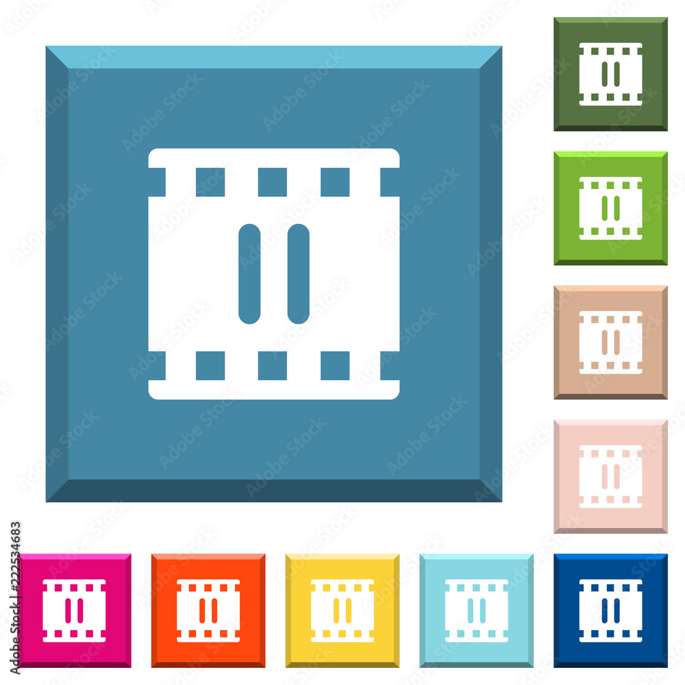 Pause movie white icons on edged square buttons Pause movie white icons on edged square buttons