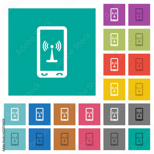 Mobile hotspot square flat multi colored icons