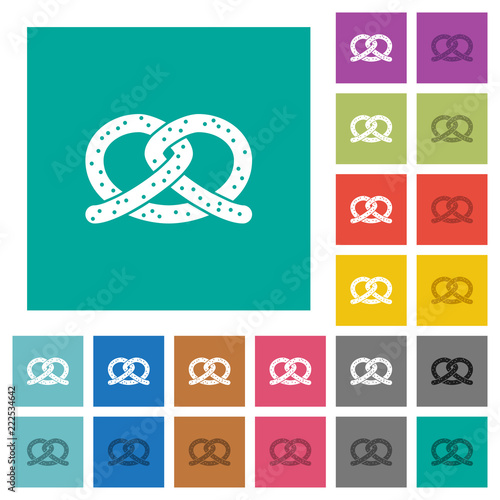 Salted pretzel square flat multi colored icons