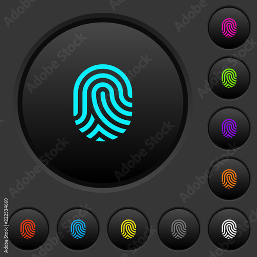 Fingerprint dark push buttons with color icons