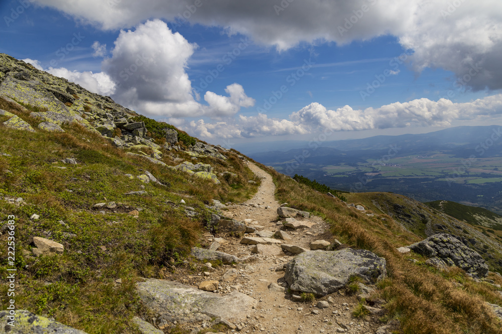 High mountain hiking trail on a mountain slope. Krivan, High Tatras High mountain hiking trail on a mountain slope. Krivan, High Tatras