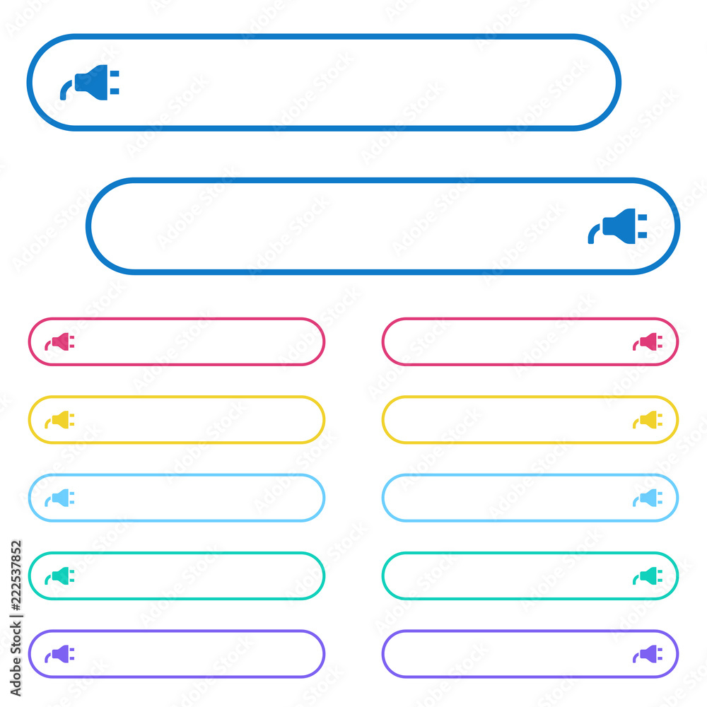 Power plug icons in rounded color menu buttons Power plug icons in rounded color menu buttons