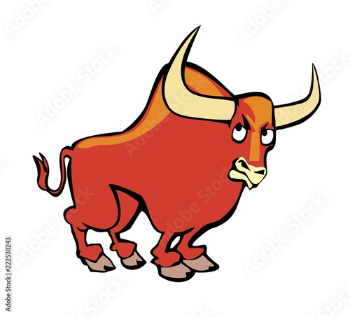 Bull abgry. Color vector flat illustration isolated on white background.