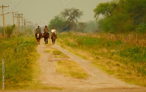 jinetes en camino rural