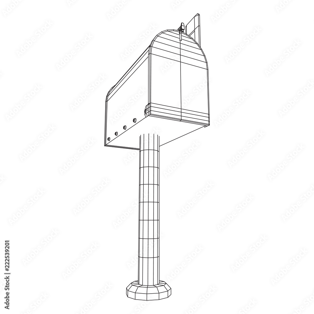 Correspondence mailbox with post letter message. Wireframe low poly mesh vector illustration Correspondence mailbox with post letter message. Wireframe low poly mesh vector illustration