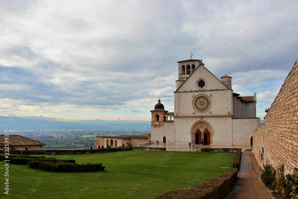 Famous Basilica of St. Francis of Assisi, Unesco heritage, Umbria Italy
