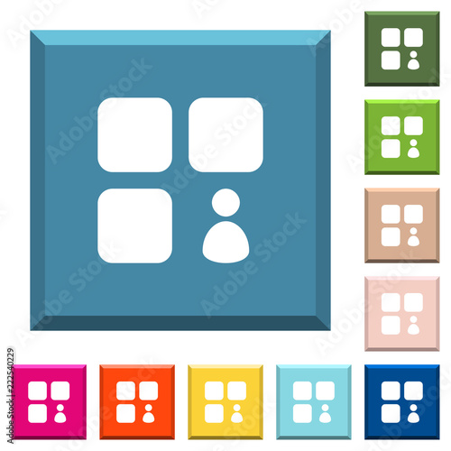 Component owner white icons on edged square buttons