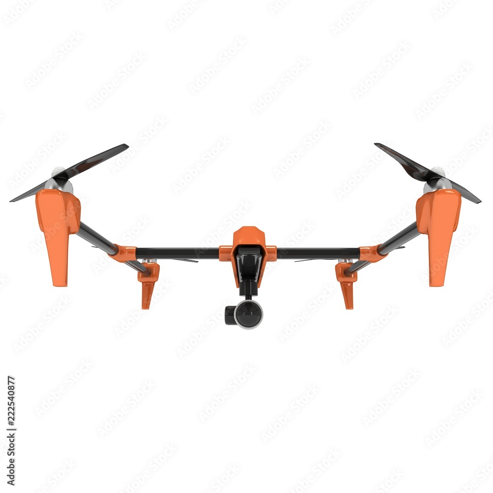 Remote control air drone. Dron flying. 3d render isolated on white Remote control air drone. Dron flying. 3d render isolated on white