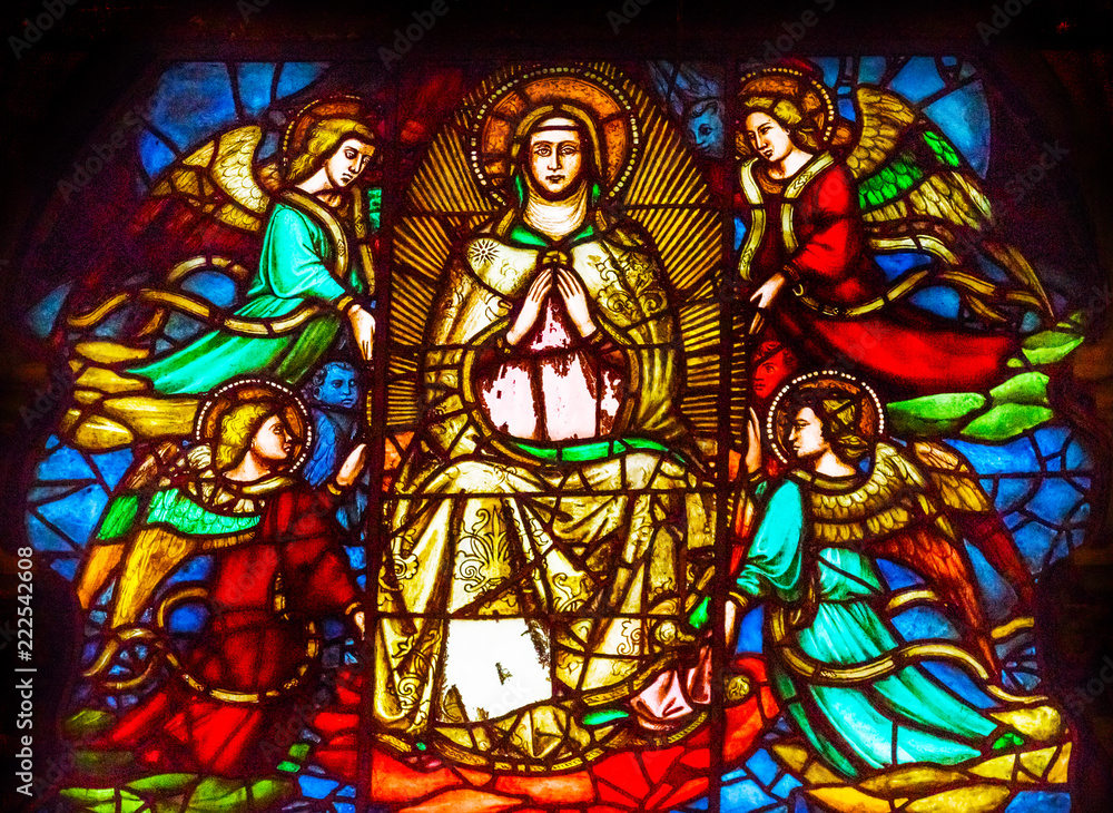 Mary Angels Stained Glass Window Orsanmichele Church Florence Italy