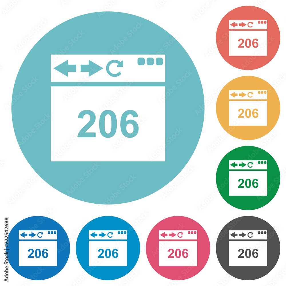 Browser 206 Partial Content flat round icons Browser 206 Partial Content flat round icons