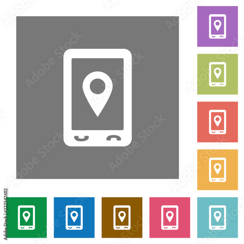 Mobile navigation square flat icons