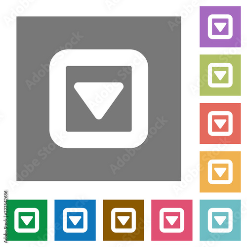 Toggle down square flat icons