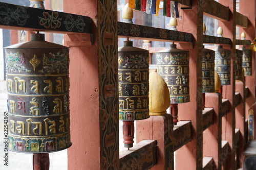 Prayer wheels, Trongsa Dzong, Bhutan photo