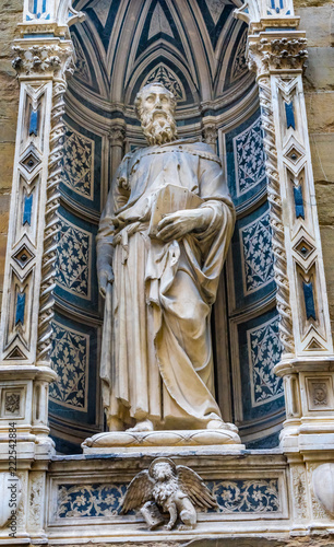 Photo Saint Mark Donatello Statue Orsanmichele Church Florence Italy