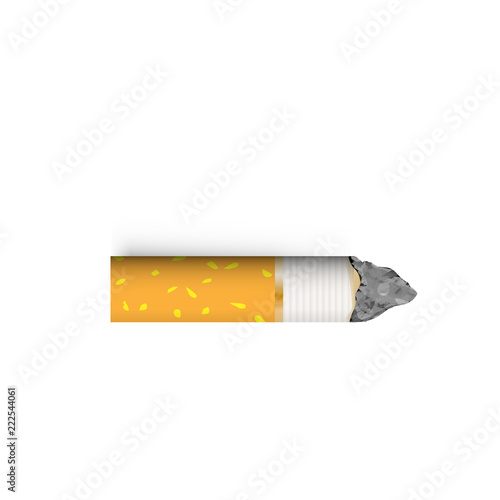 Cigarette butt vector illustration. Nicotine addiction. With drop shadows for any background. Stop smoking concept