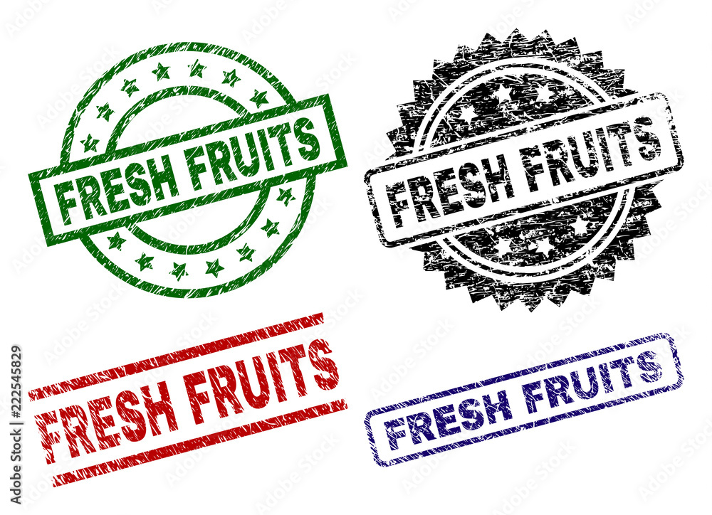 FRESH FRUITS seal prints with corroded style. Black, green,red,blue vector rubber prints of FRESH FRUITS tag with corroded style. Rubber seals with round, rectangle, medallion shapes. FRESH FRUITS seal prints with corroded style. Black, green,red,blue vector rubber prints of FRESH FRUITS tag with corroded style. Rubber seals with round, rectangle, medallion shapes.