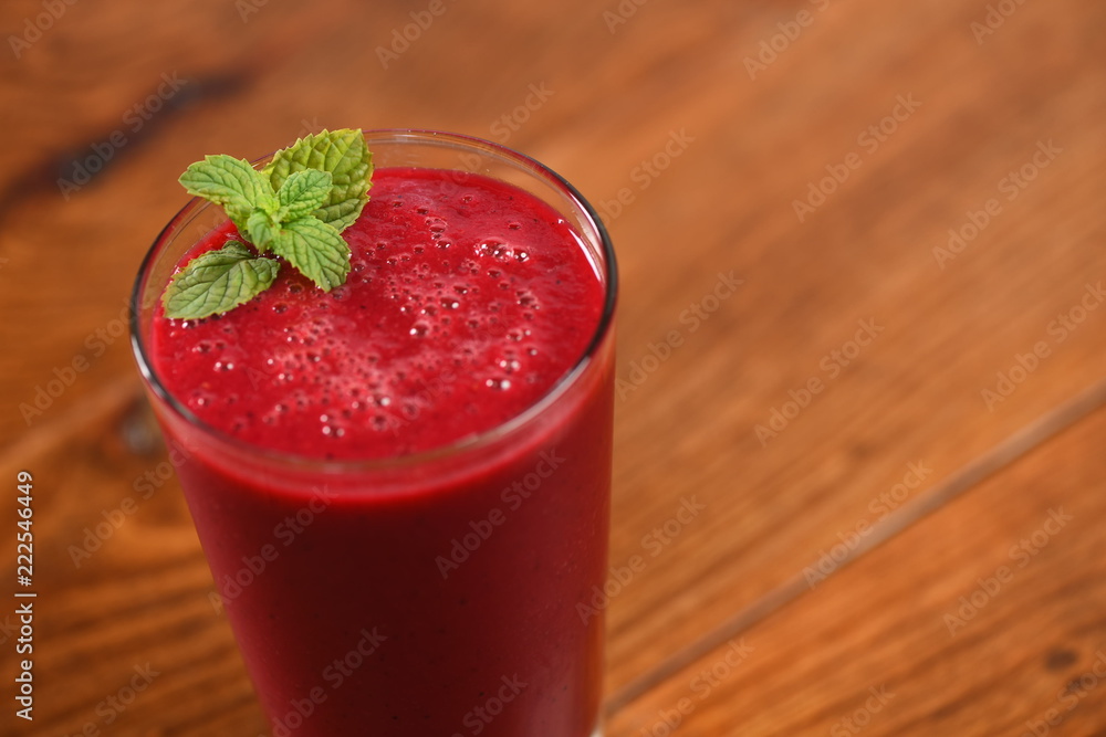 Delicious glass of beet juice and mint Delicious glass of beet juice and mint