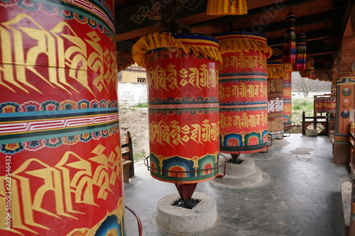 Prayer wheels at Kyichu Lhakhang, Bhutan