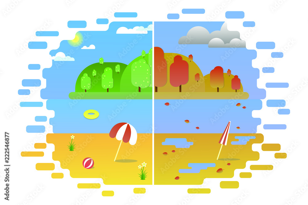 Fototapeta premium Hello autumn. Autumn flat design. Vector illustration.