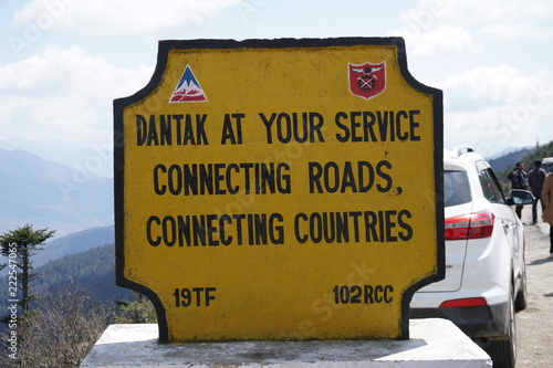 Traffic safety sign, Bhutan photo