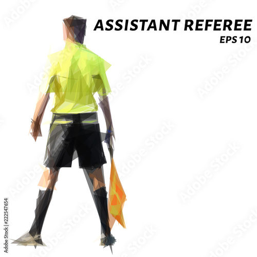 Assistant referee of the triangles. The assistant referee low poly. Vector illustration.