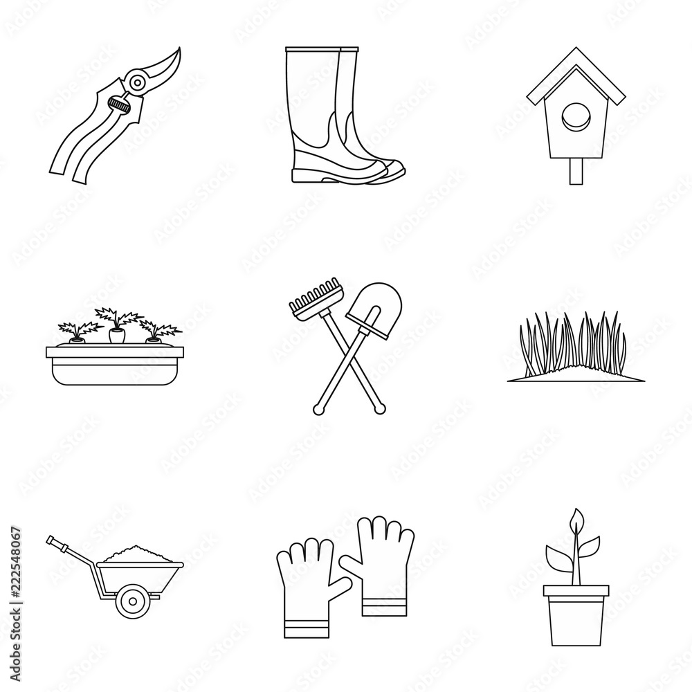 Fototapeta premium Farm icons set. Outline illustration of 9 farm vector icons for web