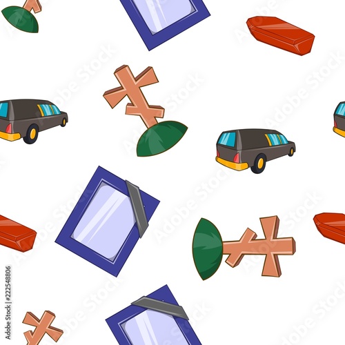 Funeral pattern. Cartoon illustration of funeral vector pattern for web