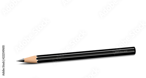 Bleistift in schwarz, Business Bleistift mit Logo, 
Vektor Illustration isoliert auf weißem Hintergrund